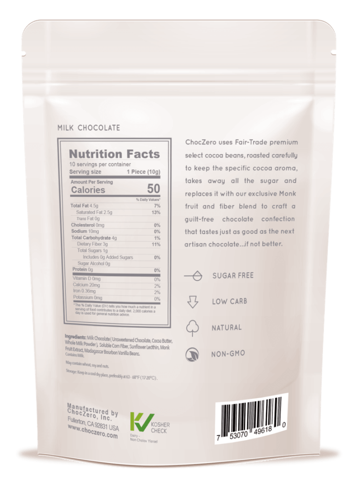 ChocZero Milk Chocolate Nutrition Facts